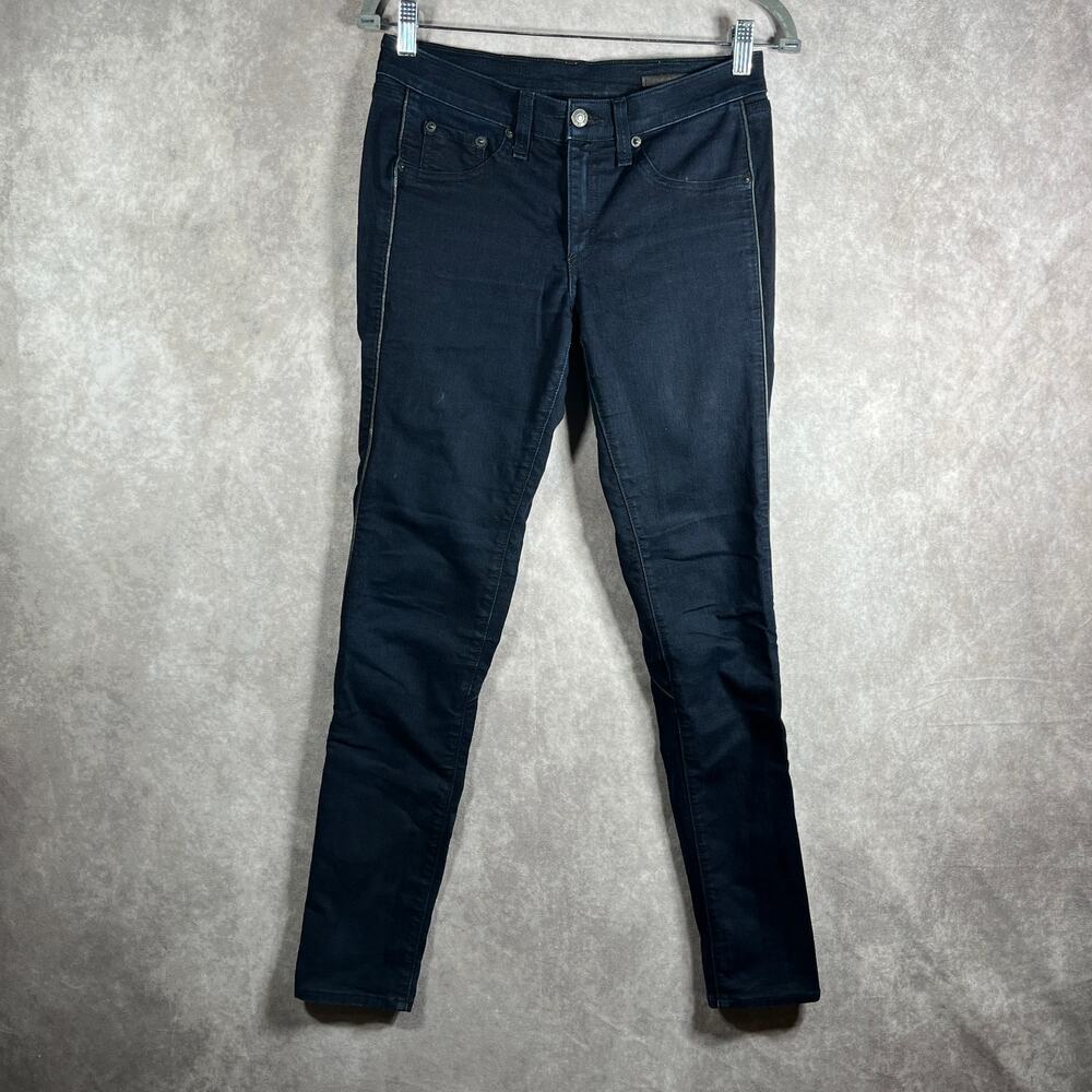 Rag & Bone Skinny Jeans Womens Size 27 Blue Dark Wash Denim Lamb Leather Combo